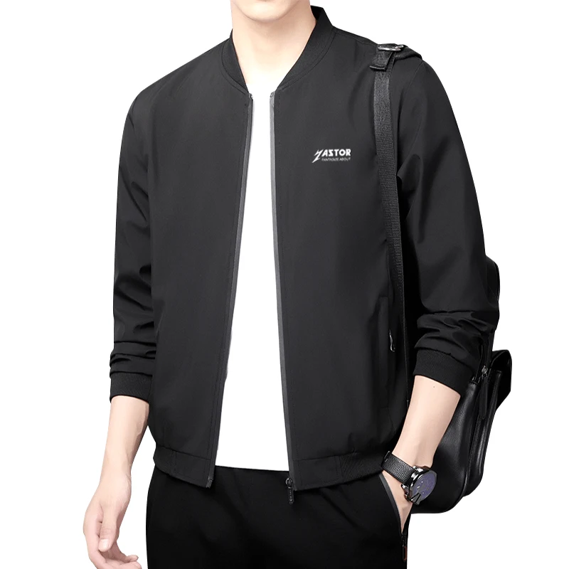 CUMUKKIYP Fashion-forward Men's Casual Fall Jacket with Zipper Baseball Collar