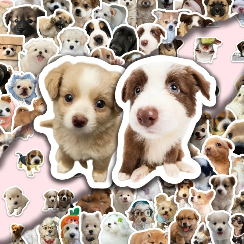 100개입 현실적인 강아지 스티커 귀여운 강아지와 동물 스티커세련되고 귀여운 애완동물 벽 및 데스크탑 스티커