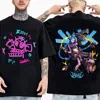 Cartoon Arcane T Shirt Men Jinx Fashion Streetwear Anime Graphic Tee Tops High Quality Cotton Short Sleeve T-shirt 2