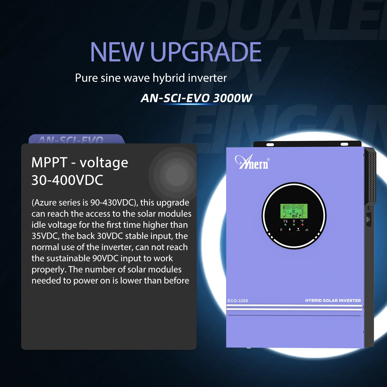 Anern 220V/230V/240V 하이브리드 태양광 인버터 1.6KW/3KW 오프 그리드 순수 사인파 12V/24V PV MPPT 충전 컨트롤러 포함 인버터