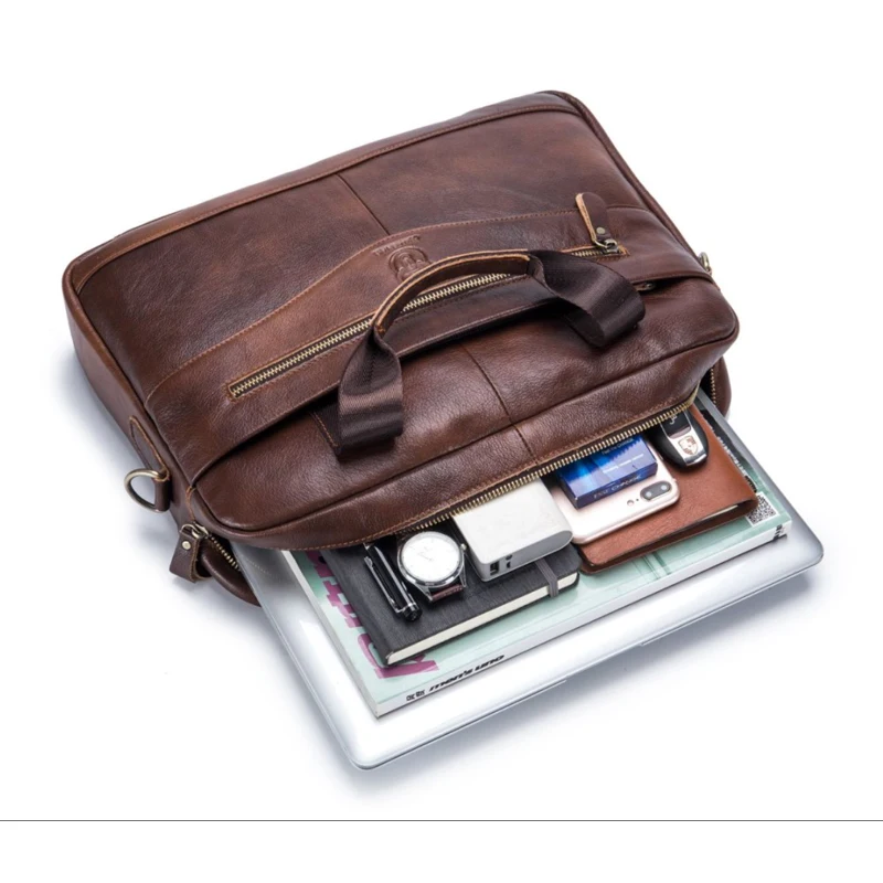 16" Vintage Leather Laptop Messenger Bag 6