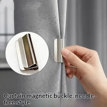 2 paia di clip magnetiche resistenti per tende, clip di chiusura oscuranti senza chiodi, mantengono la tenda chiusa, impediscono la perdita di luce per la camera da letto