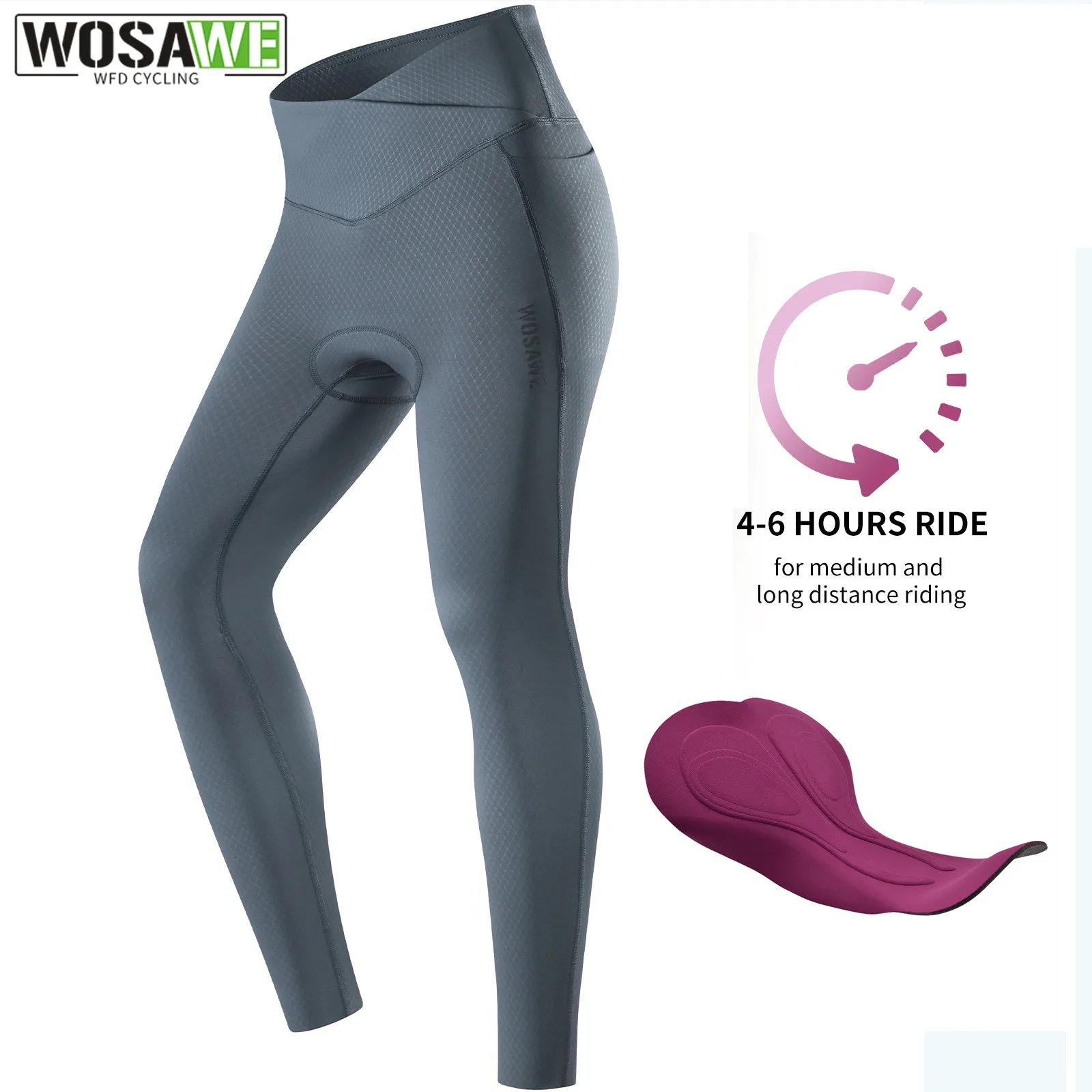 WOSAWE Women's Cycling Tights Long Padded Pant Bicycle