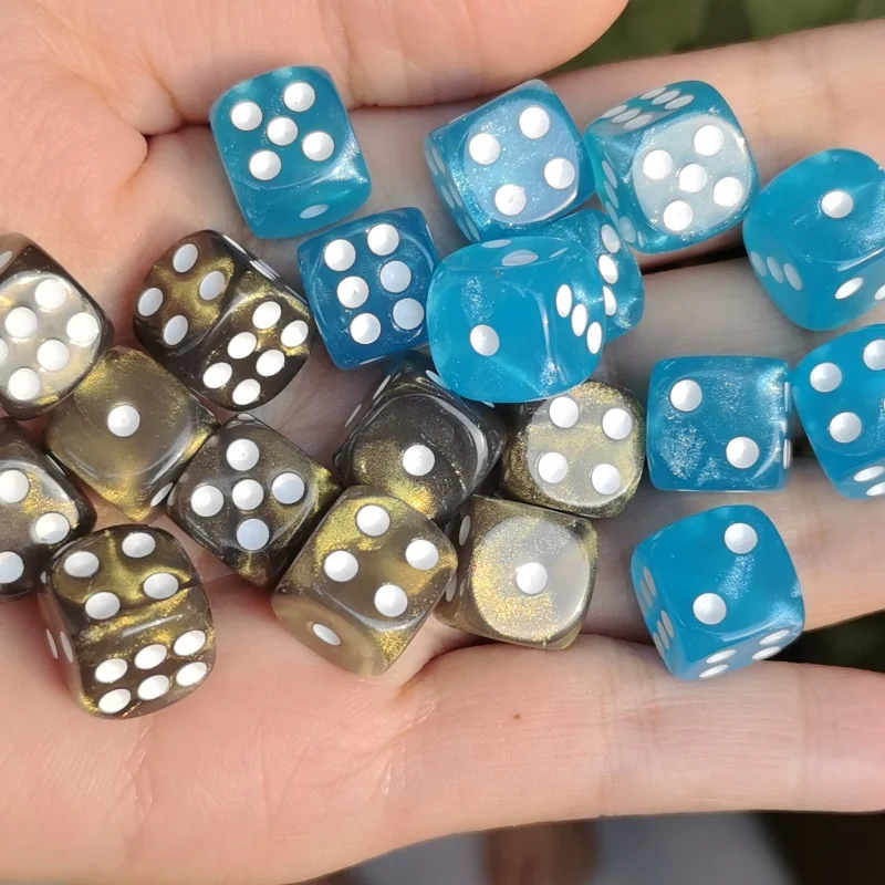 Game Dice D6 6 Faces Dice Dices for Casino Table Game 1.2cm Round Dice Dazzling Colours Transparent For Beer Game