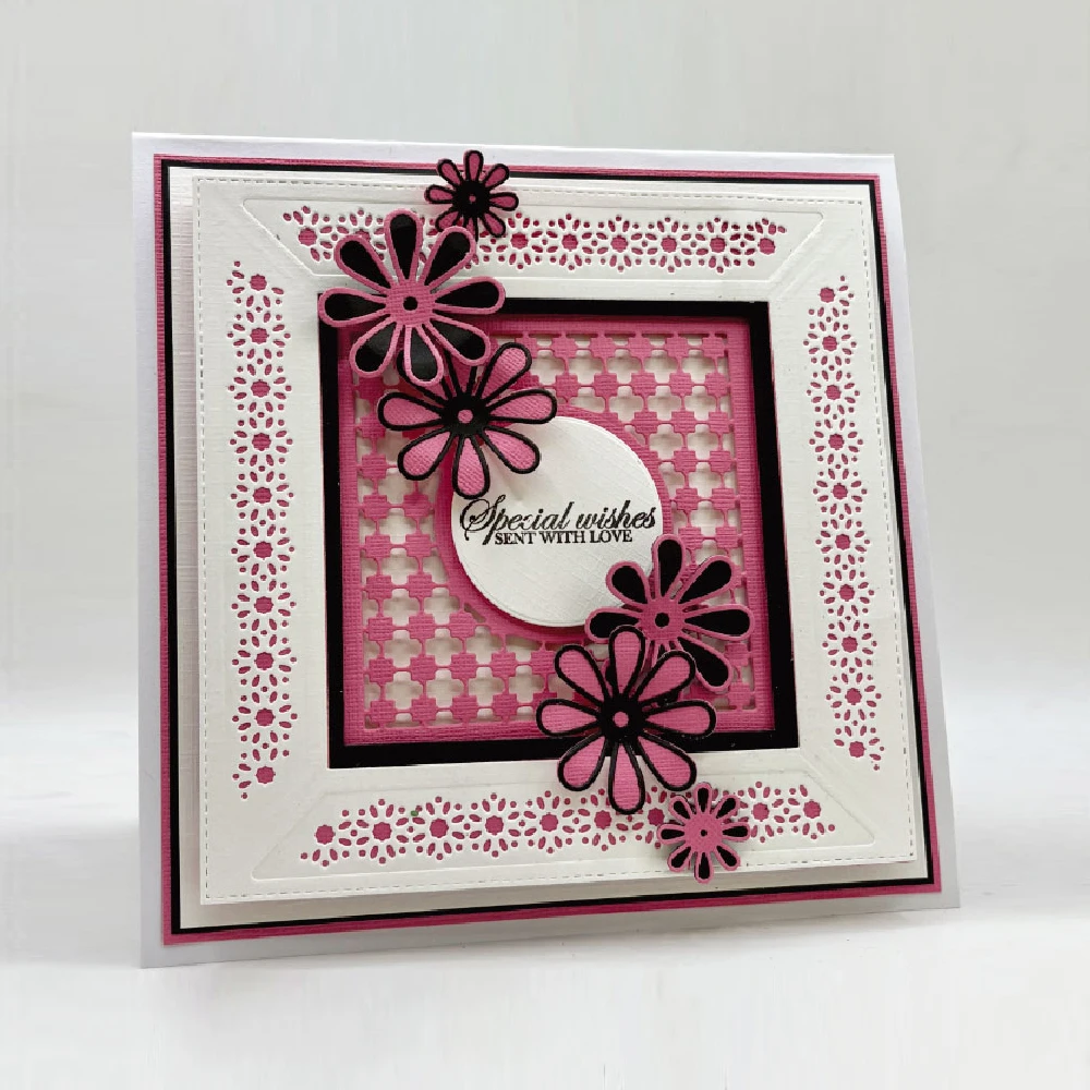 사각형 꽃 프레임 2026 봄 메탈 커팅 다이 스크랩북 엠보싱 종이 카드 앨범 공예 템플릿 컷 다이 스텐실 신제품