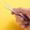 Stainless Steel Straight Curved Tweezers Colorful Pink Blue Purple DIY Eyelash Tweezer Nail Art Sticker Rhinestones Picking Tool 4