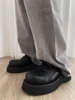 Thick Bottom Height Increasing Non-Slip Wear-Resistant Lace-up Low-Top Casual Muffin Men's Loafers Dark 5