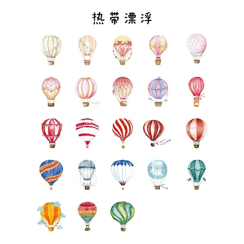 Hot Air Balloon Stickers Cute Washi Sticker Set Balloons Travel