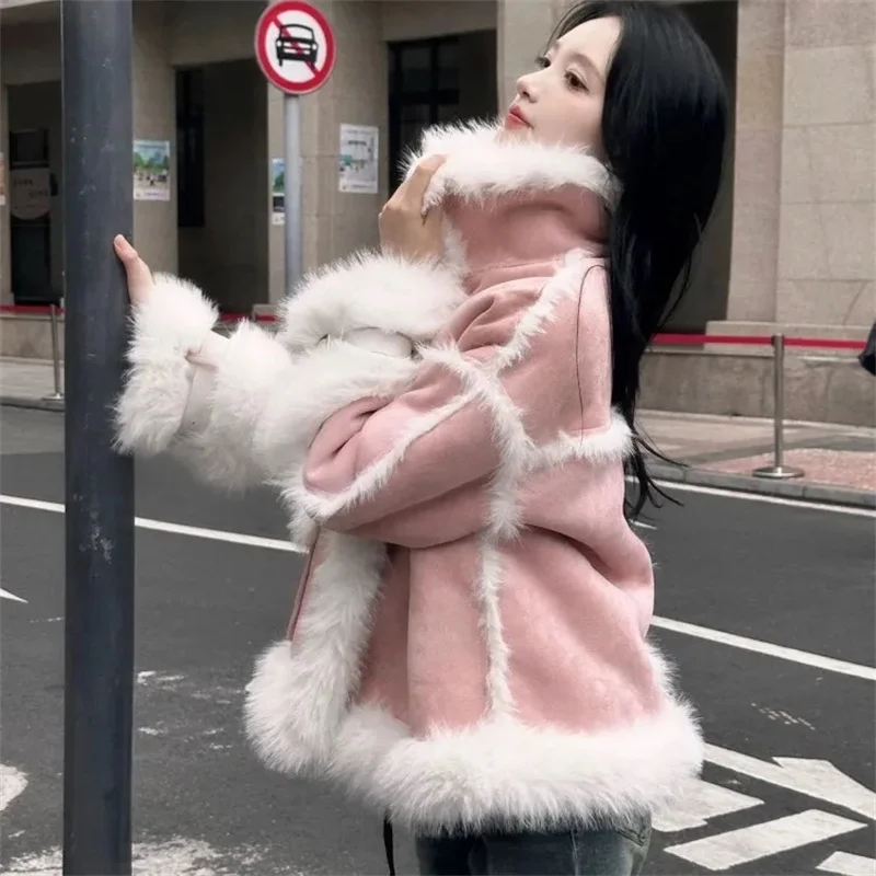 2024 New Imitation Fox Fur Fur Integrated Lamb Cashmere Splicing