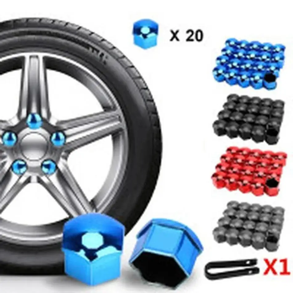 17mm Car Wheel Nut Caps - Anti-Rust Dustproof Rim Protection (20-Pack)