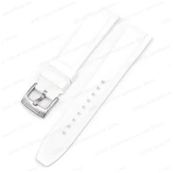 Universal Curved-End Silicone Sport Watch Band - Waterproof Rubber Bracelet - 20mm (White)