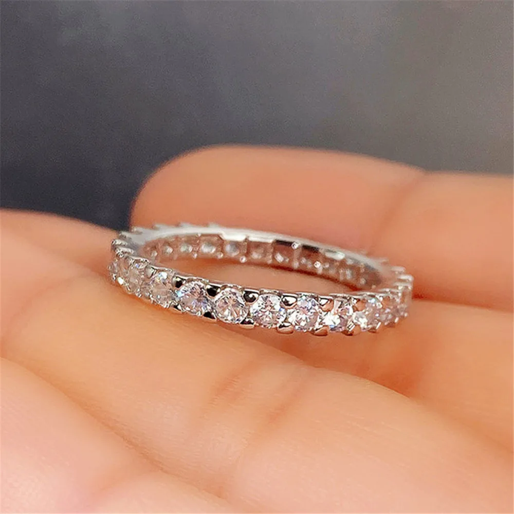 

Exquisite Crystal Zircon Full Rhinestone Engagement Wedding Rings For Women Female Anniversary Jewelry Gift Fashion Trendy Rings