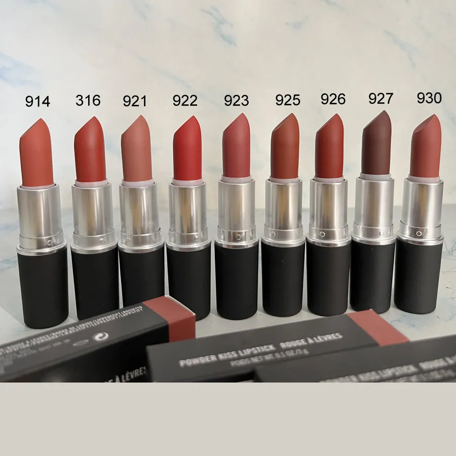 

9Pcs/Lot High Qualit Frosted Tube Hot Sale Powder Kiss Lipstick Rouge Red Nude Lip Stick Moisture SULTRY MOVE Lips Makeup