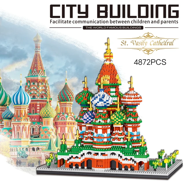 Nanobricks World Famous Historical Architecture Micro Block Russia Moscow Saint Basils Cathedral Model Building Brick Toys 1