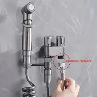 Bidet Toilet Sprayer Set Spray Water Bathroom Handheld Bidet Sprayer Toilet Shower Double Outlet Angle Valve Toilet Accessories 2