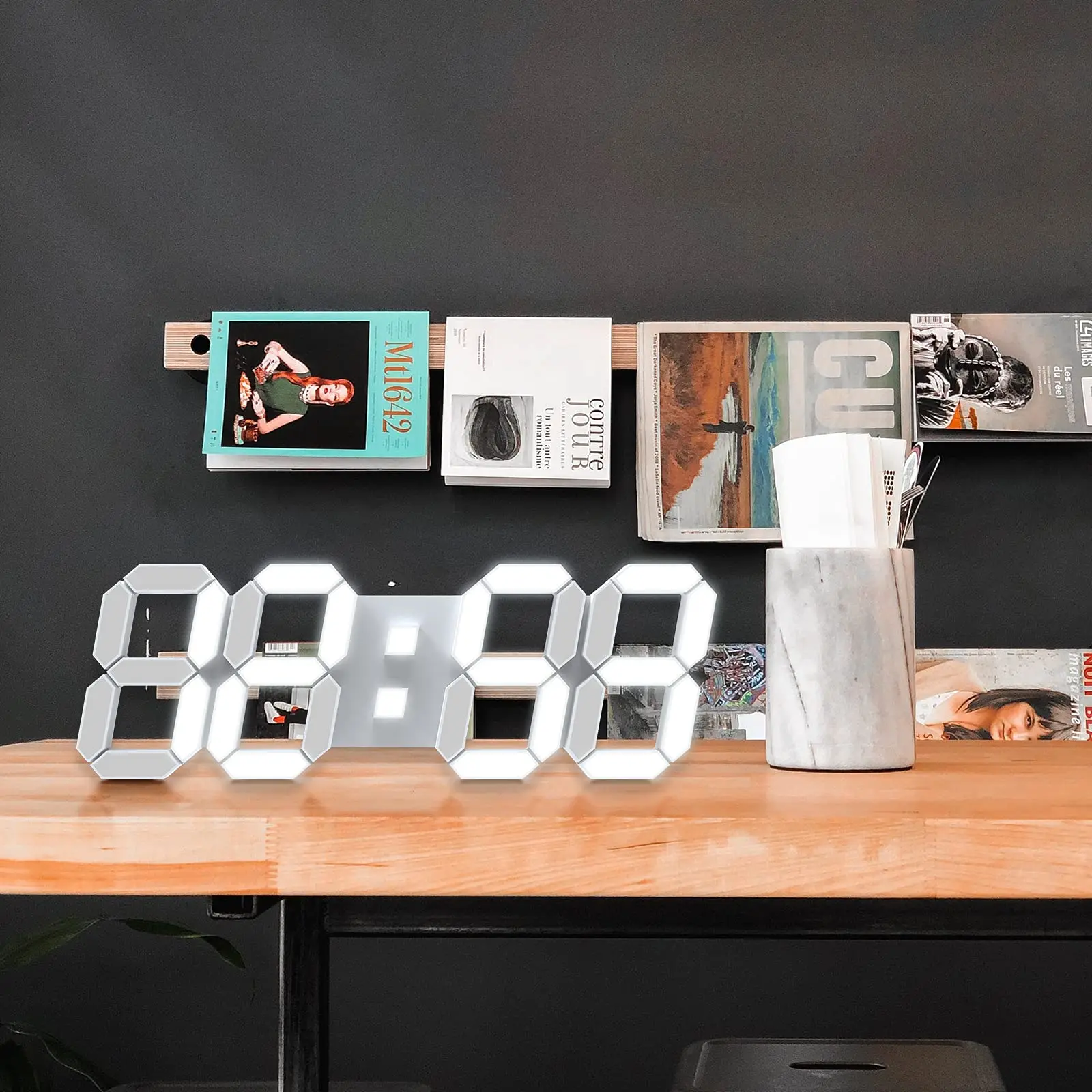 3D LED Digital Clock 12/24H Time Display Colorful Clock 3