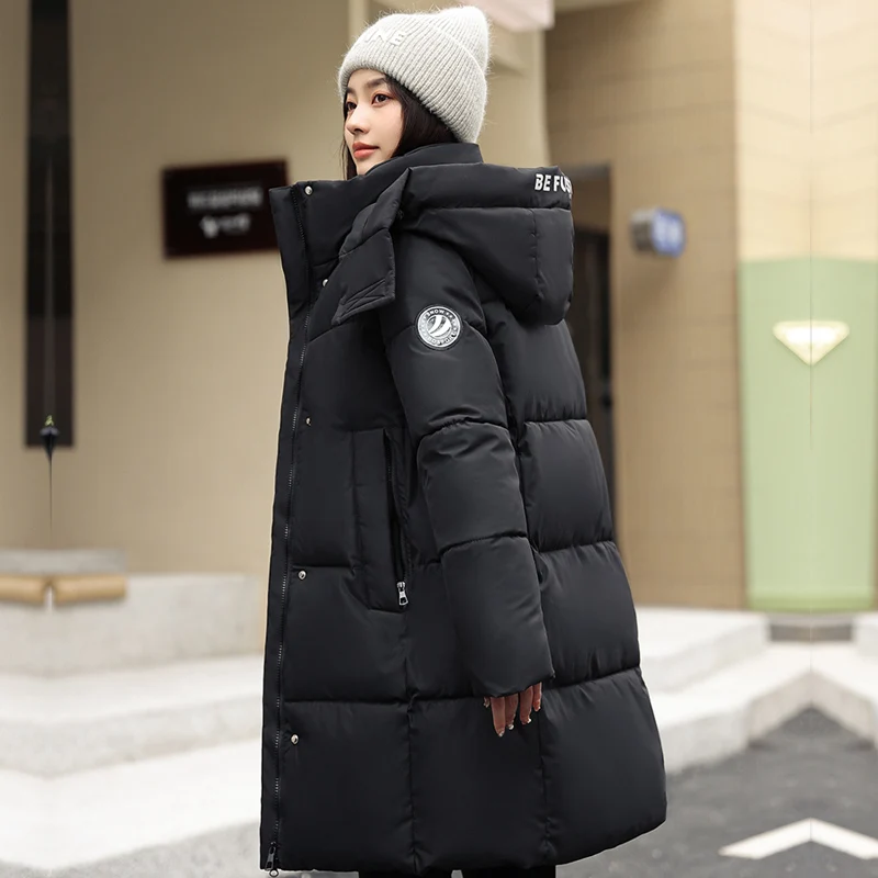Thickened Cotton Jacket for Women, Mid Length, Long, Warm, Loose, Female Clothing, New, 2023