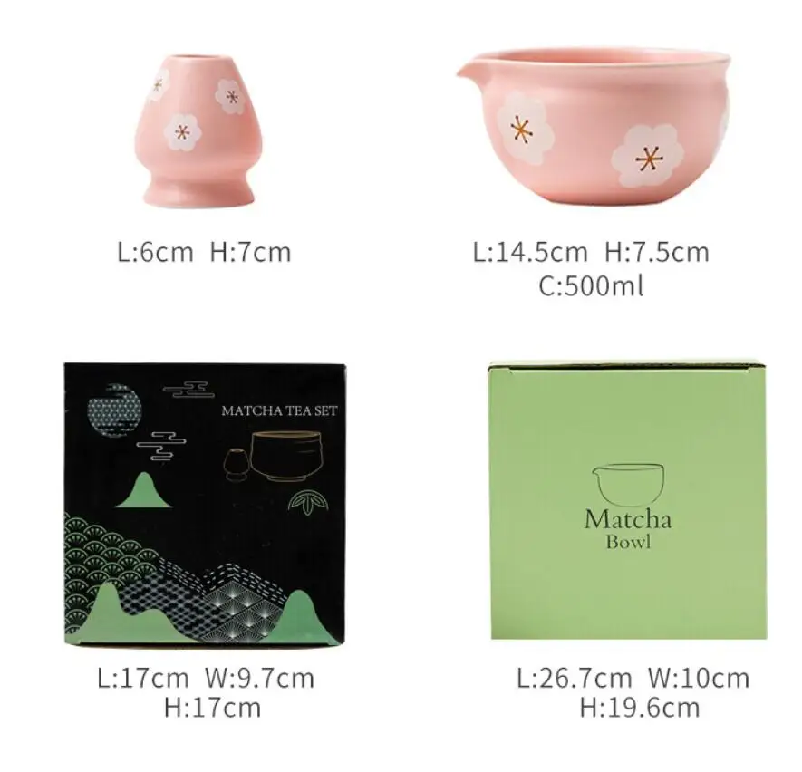 Pink Traditional Japanese Matcha Bowl and Whisk Holder Tea Bowl with Pouring Spout for Office Table Tea Ceremony Party Gift matcha tea set matcha tea tools tea set