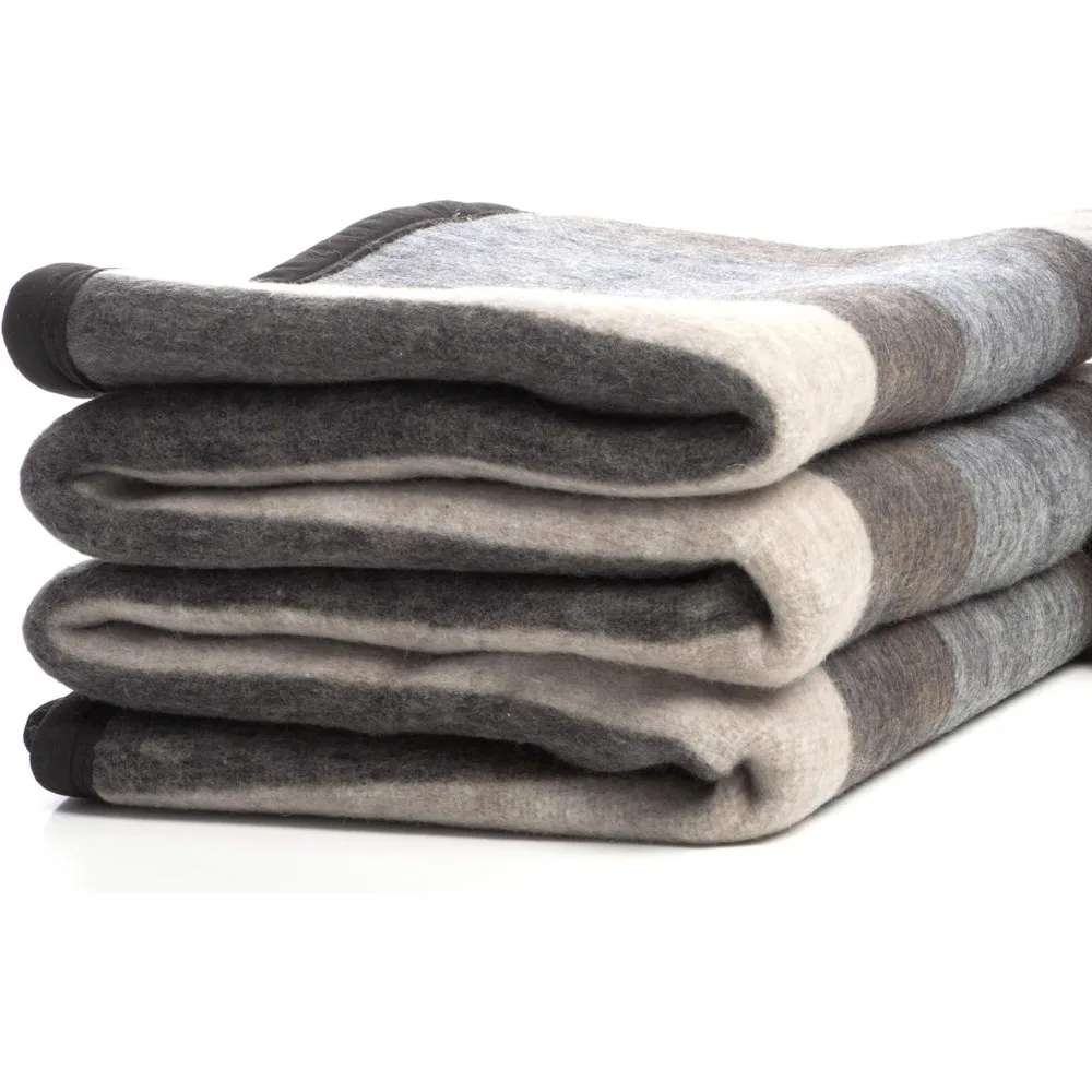 

100% Natural Alpaca and Merino Wool Blanket, Andean Collection, Queen Size Blanket - Thick, Soft and Warm, Rustic Woven Blanket