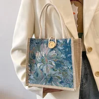 Portable Hand Bag Linen Bag Women 3