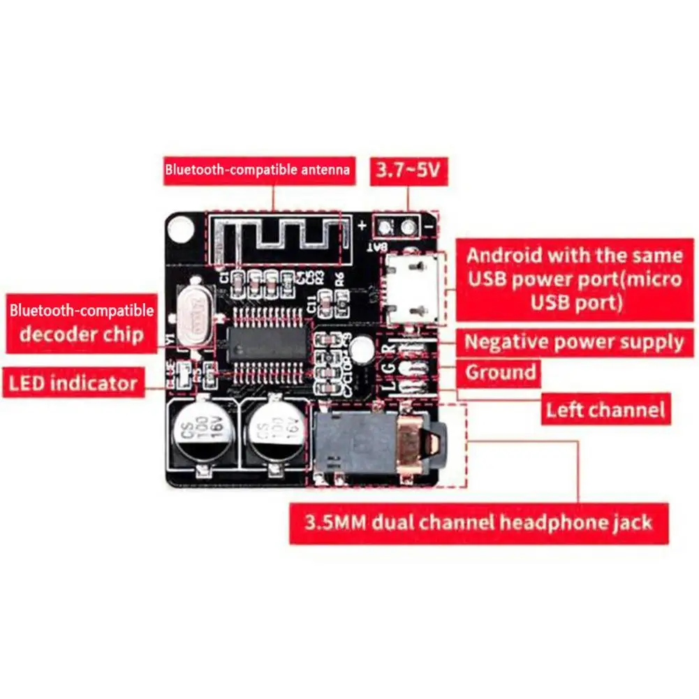 Bluetooth Audio Receiver Board Bluetooth 5.0 Mp3 Lossless Decoder Board Wireless Stereo Music Module MP3 Lossless Decoding audio decoder board bluetooth mp3 decoder