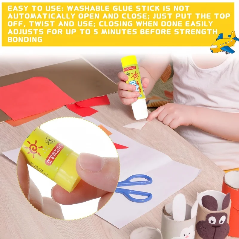 12PCS 흰색 투명 건조 접착제 스틱 학교 사무실 미술 수업 공예품 스크랩북 프로젝트를 위한 안전하고 쉬운 적용 접착제