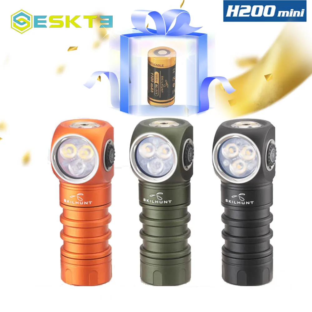Фонарь налобный SKILHUNT ESKTE H200 Mini 18350 с магнитной зарядкой USB, 1600 лм