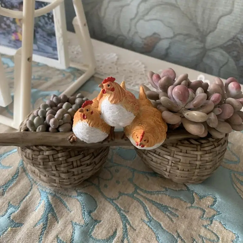 창의적인 시골풍 닭 모양 화분 장식 귀여운 동물 세트 조합 다육식물 어머니 선물 발렌타인데이 홈데코