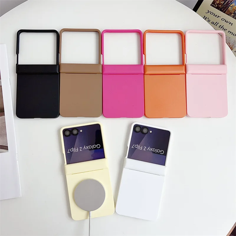 Luxury Solid Colors Magnetic Folding Shockproof Hard Phone Case Cover