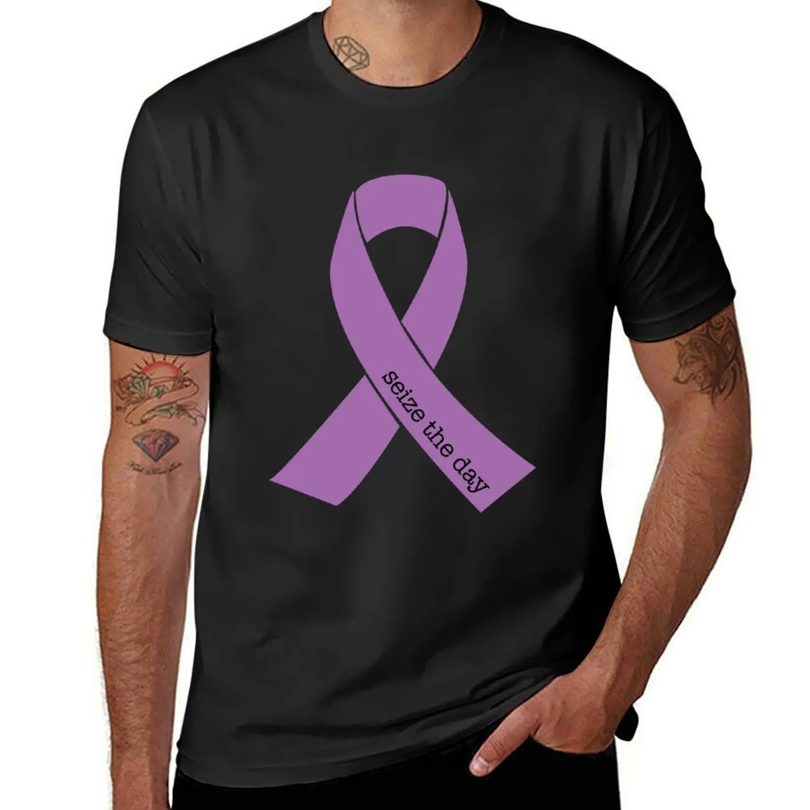 

Seize the Day Epilepsy Awareness Ribbon T-Shirt quick drying summer top customizeds customs design your own mens tall t shirts