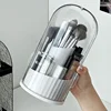 Makeup Brush Holder Organizer 360° Rotating Cosmetic Organizer with Lid Desktop Makeup Organizer Lipstick Eyebrow Pencil Holder 6