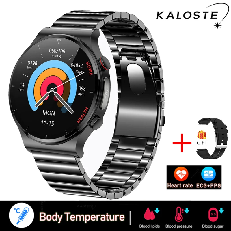 New Health Smart Watch Men ECG+PPG Heart Rate Blood Pressure Watches Body Temperature Fitness Tracker Smartwatch For Samsung+Box 