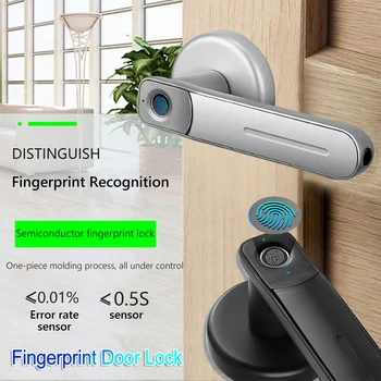 Fingerprint Door Lock Handle USB Rechargeable Anti Theft Smart Electric Biometric Keyless Security Entry with 2 Keys for Home 1