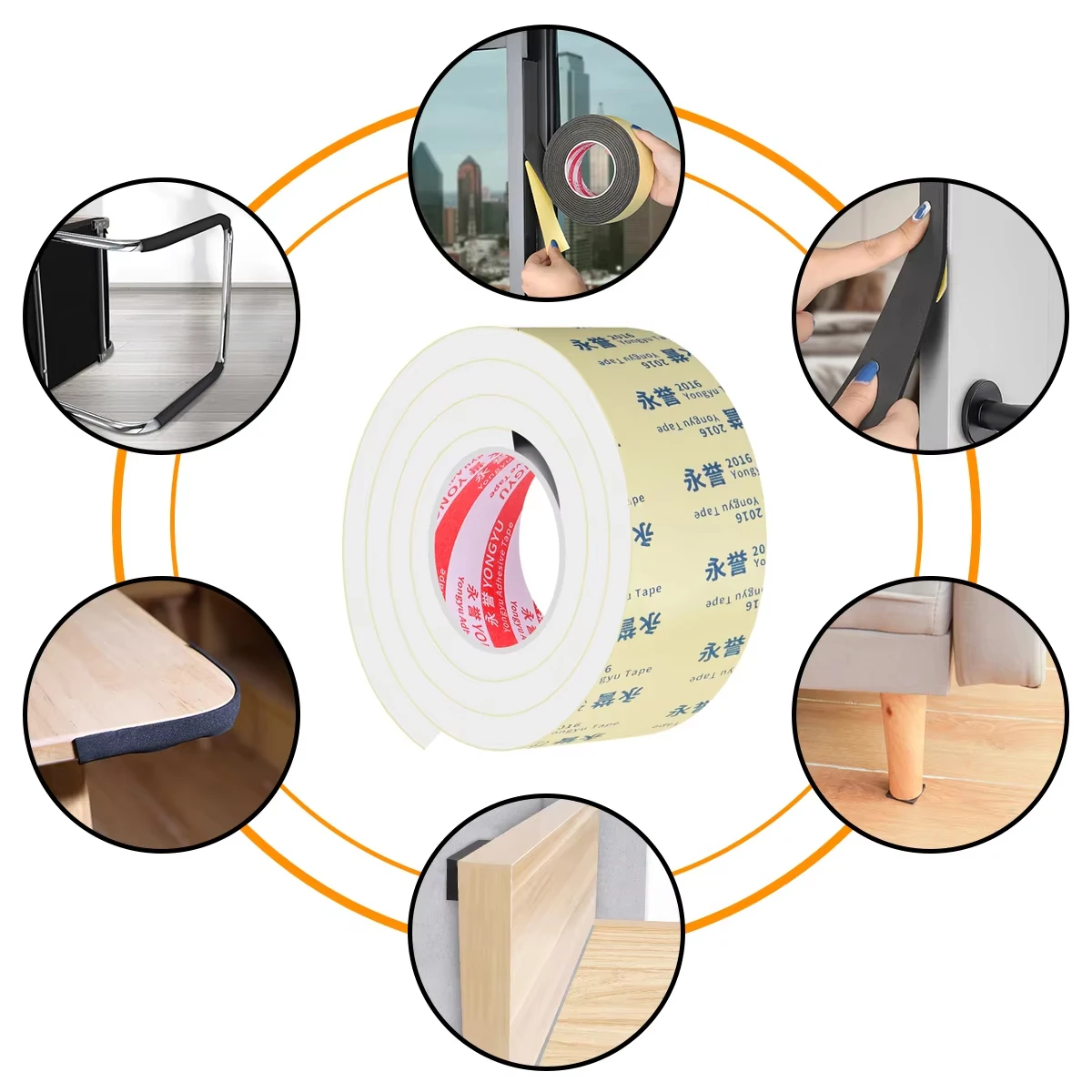 2M Foam Tape Thick Wear-Resistant Single-Sided Black EVA High Viscosity Waterproof Buffer Anti-Collision Traceless Self-Adhesive 6