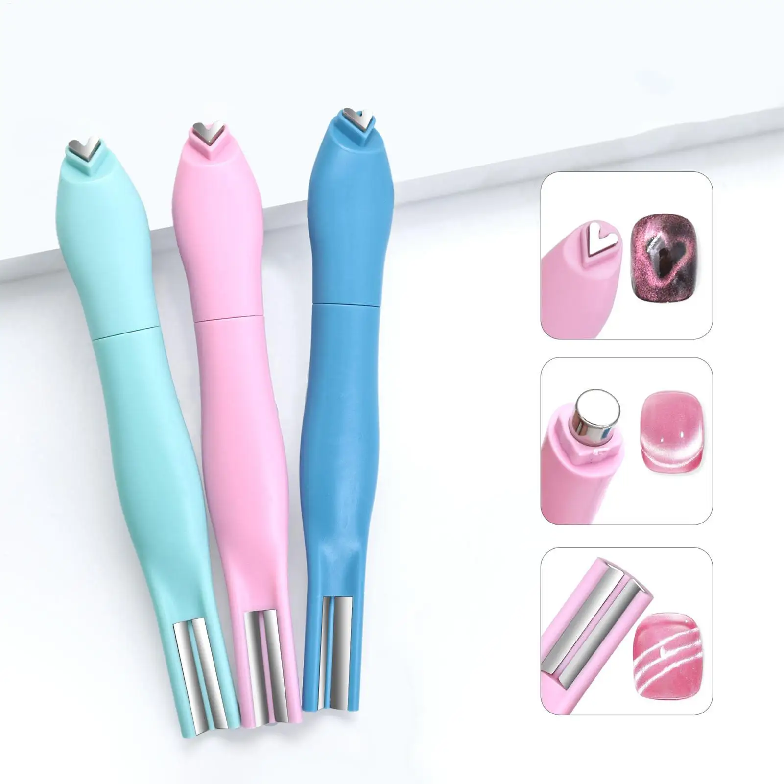 3 IN 1 Heart Shape Cat Eye Magnet Multifunctional Magnetic Cat's Eye Nail Magnetic Stick For DIY Gel Polishing Magnetic Tool