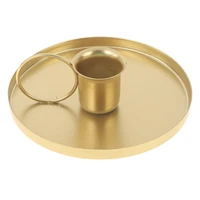 Iron Black Gold Plated Candle Holders Pillar Metal Plate For Wedding Party Festival Candlestick Holder Art Gift Home Decoration 6