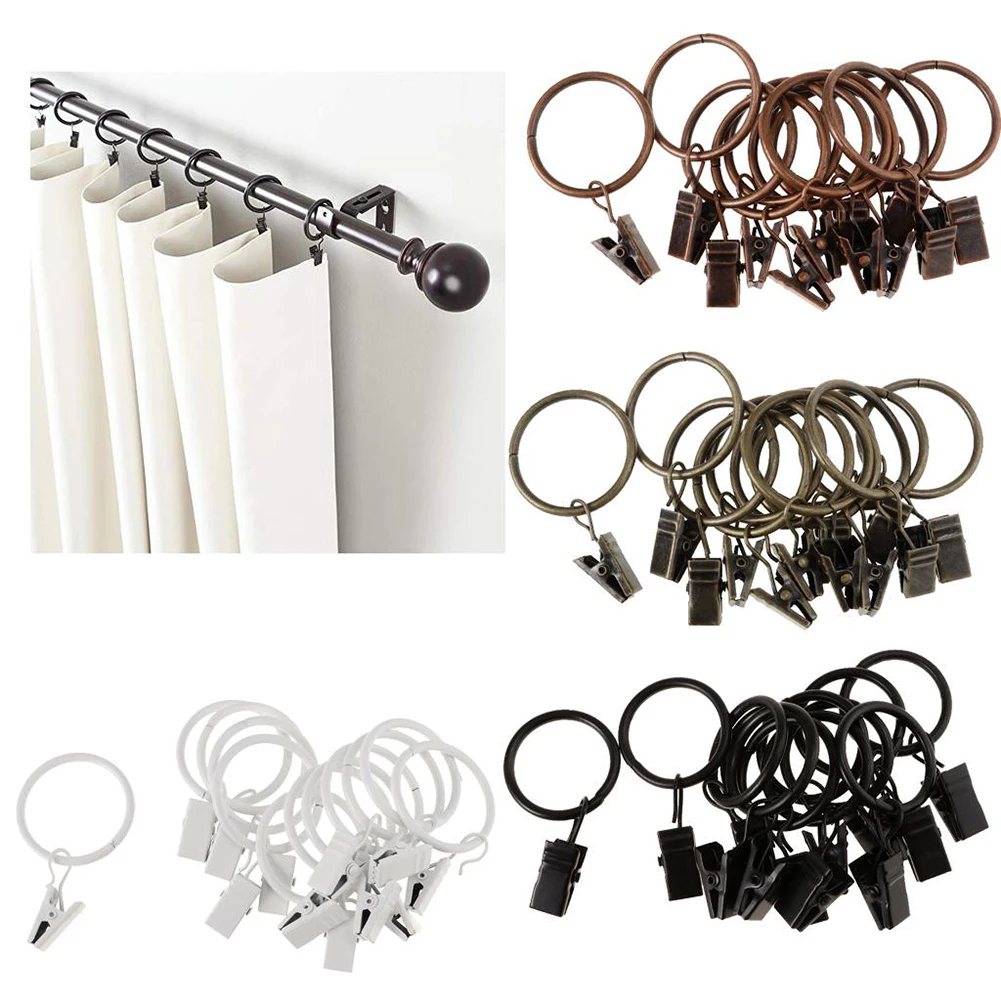 10 Pcs Stainless Steel Window Curtain Hook Clips Drapery Rings Rome Circle 