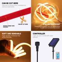 Bande lumineuse solaire à LED COB, 12V, 24V, étanche IP68, 320 matériel, flexible, blanc chaud naturel, 0.5m, 1m, 2m, 5m, décoration de jardin 2