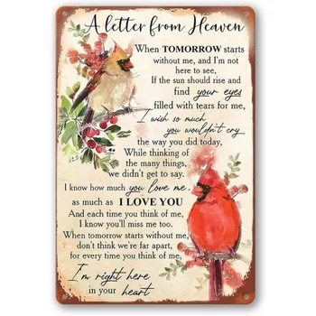 Vintage Cardinal Metal Sign – Heaven Poem Wall Decor (12x8") 1