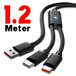 Ultra - Fast 100W USB - A to Dual - Port Type - C Charging & Data Splitter Cable (1.2m)
