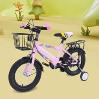 Siège de vélo réglable pour enfants de 14 pouces, charge de 50 kg avec roues d'entraînement + panier + siège arrière pour enfants de 3 à 6 ans (violet/rose) 6