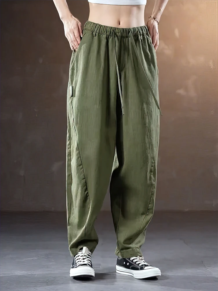 Summer Thin Cotton Linen Casual Wide leg Oversize Pants Baggy