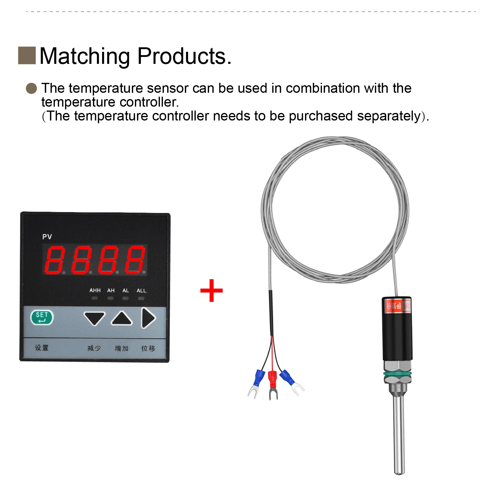 High Precision PT100 RTD WZP-187 Waterproof Temperature Sensor, Stainless Steel