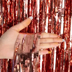 Glamorous Metallic Tinsel Fringe Curtain for Party and Event Decor (Rose gold)