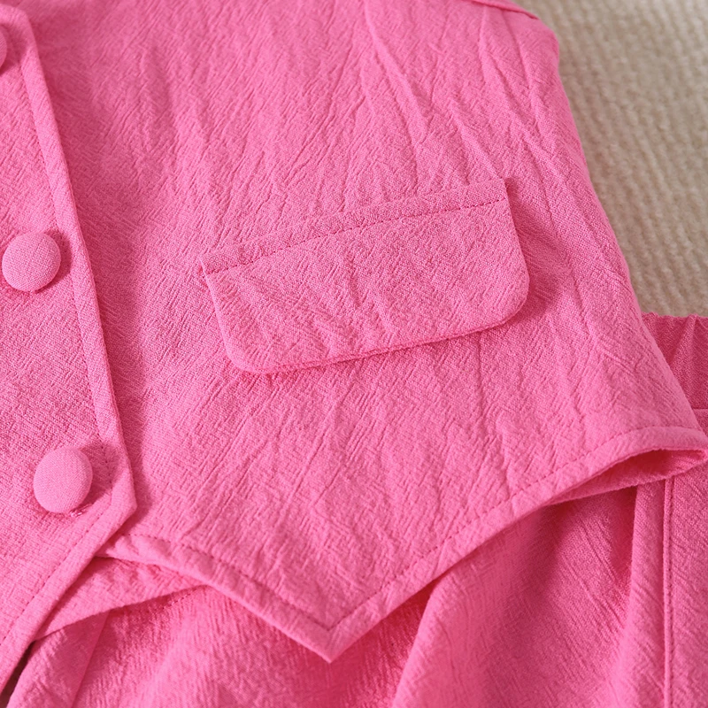 FOCUSNORM Fashion Little Girl Summer Clothes Sets Solid Sleeveless Single Breasted V-Neck Tank Tops + Elastic Waist Shorts