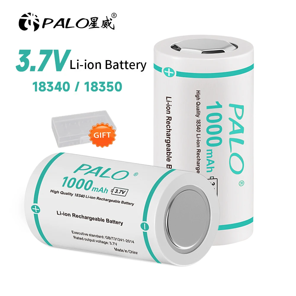 

PALO 3.7V 18350 Rechargeable battery 1000mAh lithium Li-ion ICR 18350 battery For Lamps Electronic Cigarette Smoking Flashlight
