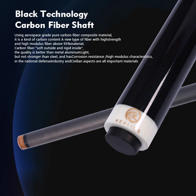 Carbon Fiber Pool Cue with Radial Pin, T700, 3/8*8, 12.4mm,147cm,19-20OZ