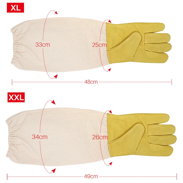 1Pair Méhészeti Kesztyű Védő Ujjai Lélegző Méhek Elleni Birkabőr Hosszú A Méhész Eszközökhöz 2Size Új - Image 6