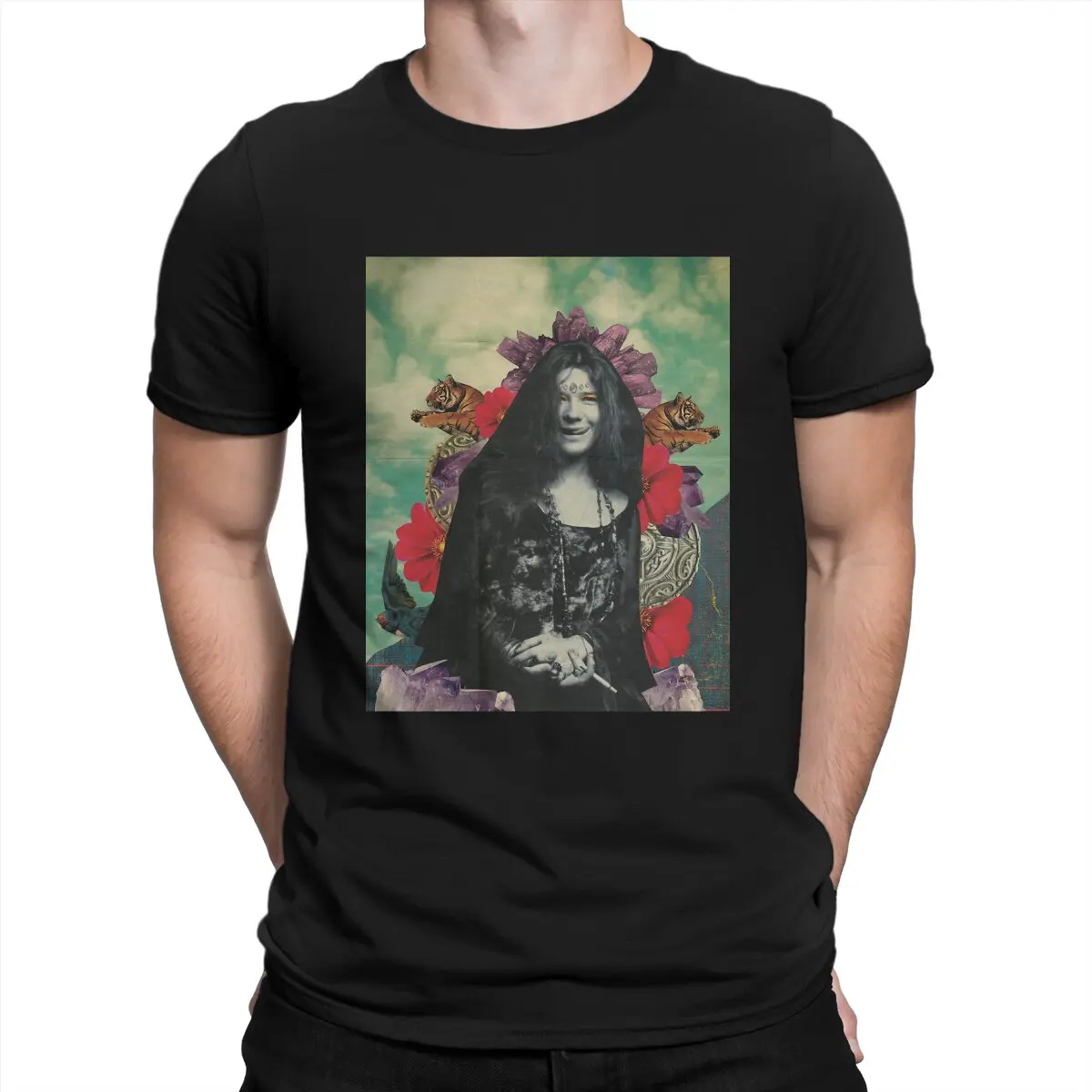 

American Rock Musicians Of The 1970s Men TShirt Janis Joplin Crewneck Tops Fabric T Shirt Funny Top Quality Birthday Gifts