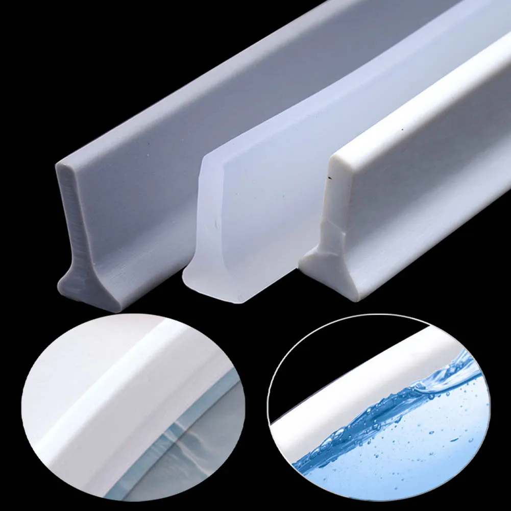1pc 1-3M Bathroom Water Stopper Silicone Retaining Strip Water Shower Dam Flood Barrier Dry And Wet Separation Blocker shower water stopper shower water barrier water barrier strip